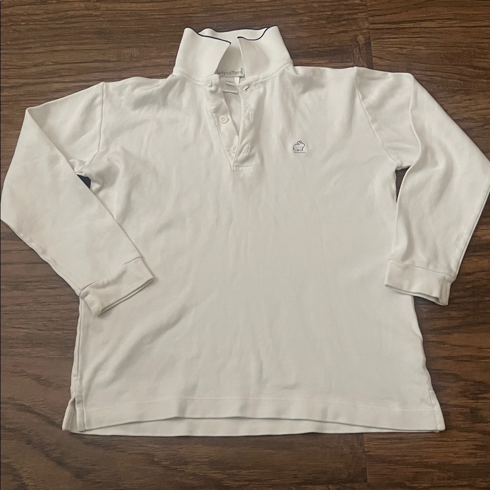 Babycottons White Polo Shirt with Navy Trim